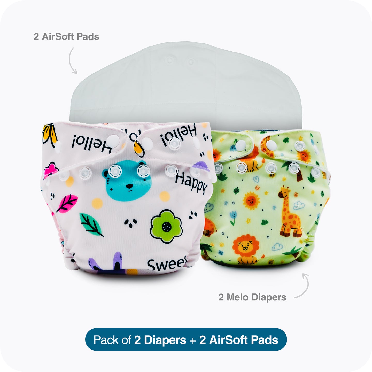 Pack of 2 Melo Diapers