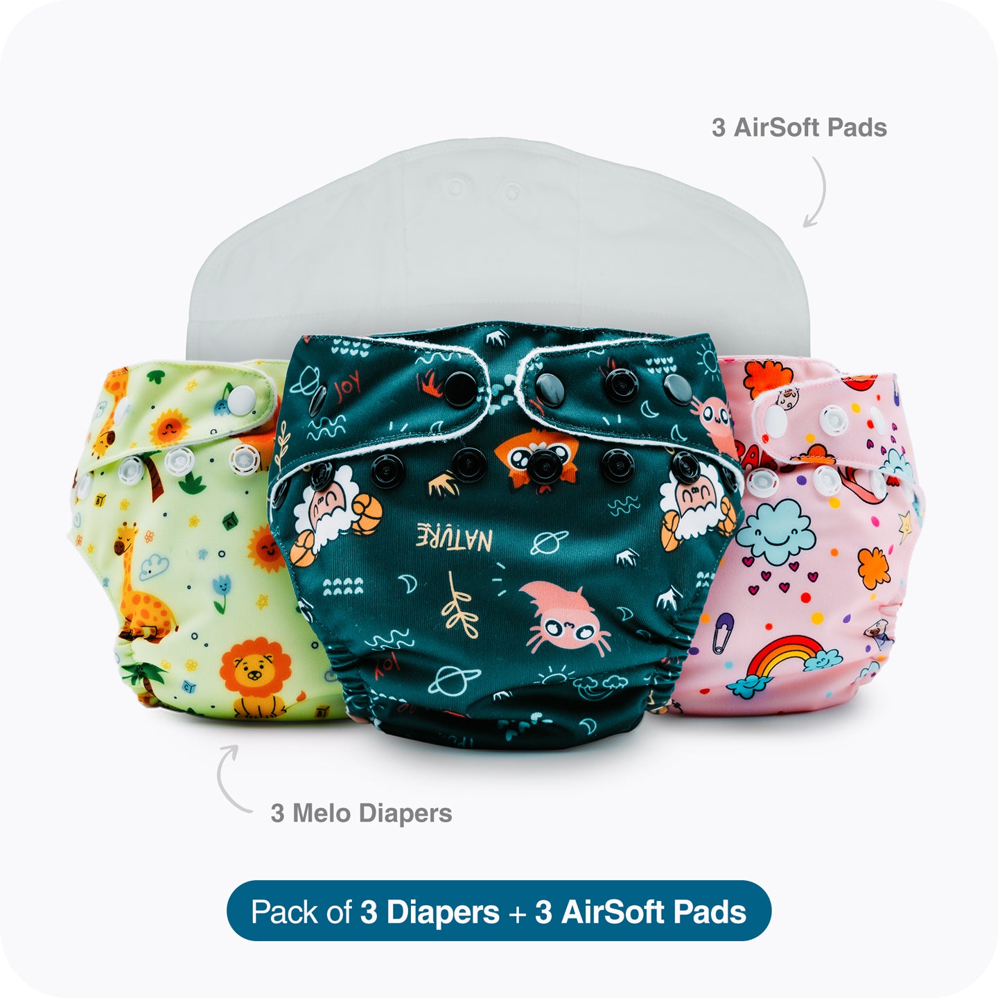Pack of 3 Melo Diapers