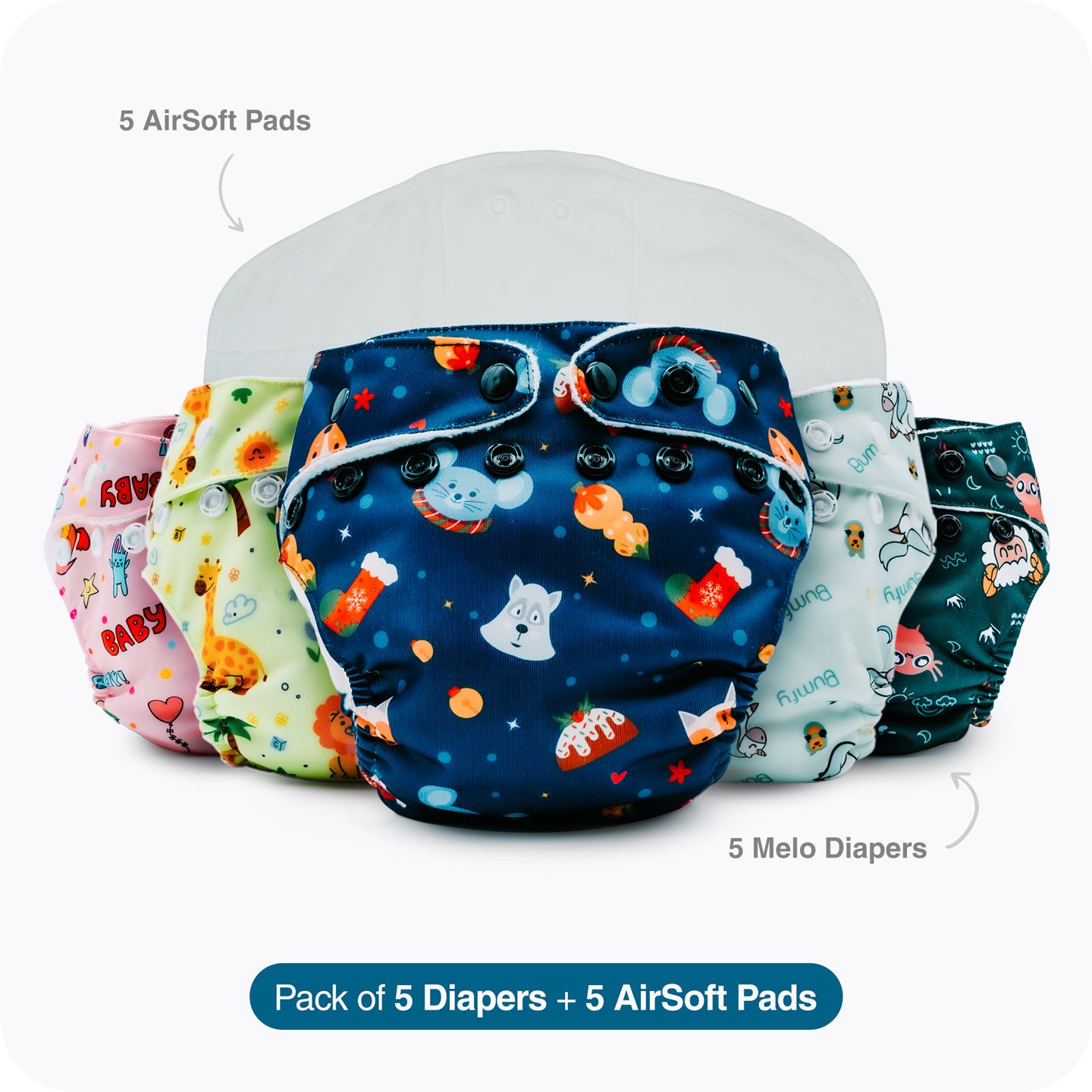 Pack of 5 Melo Diapers