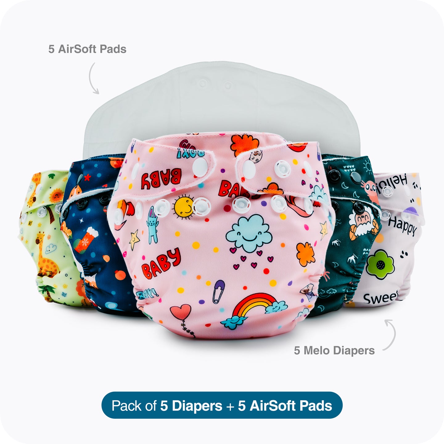 Pack of 5 Melo Diapers
